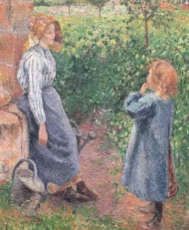 detail, "Woman and Child at the Well" by Camille Pissaro